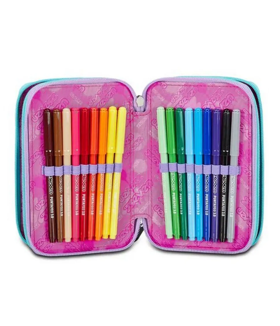Astuccio scuola Seven 3 zip Crystal Purple