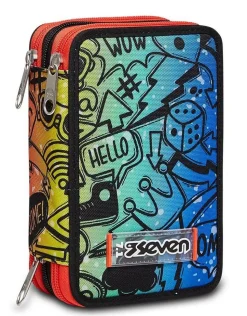 Astuccio scuola Seven 3 zip Fluo Stamp