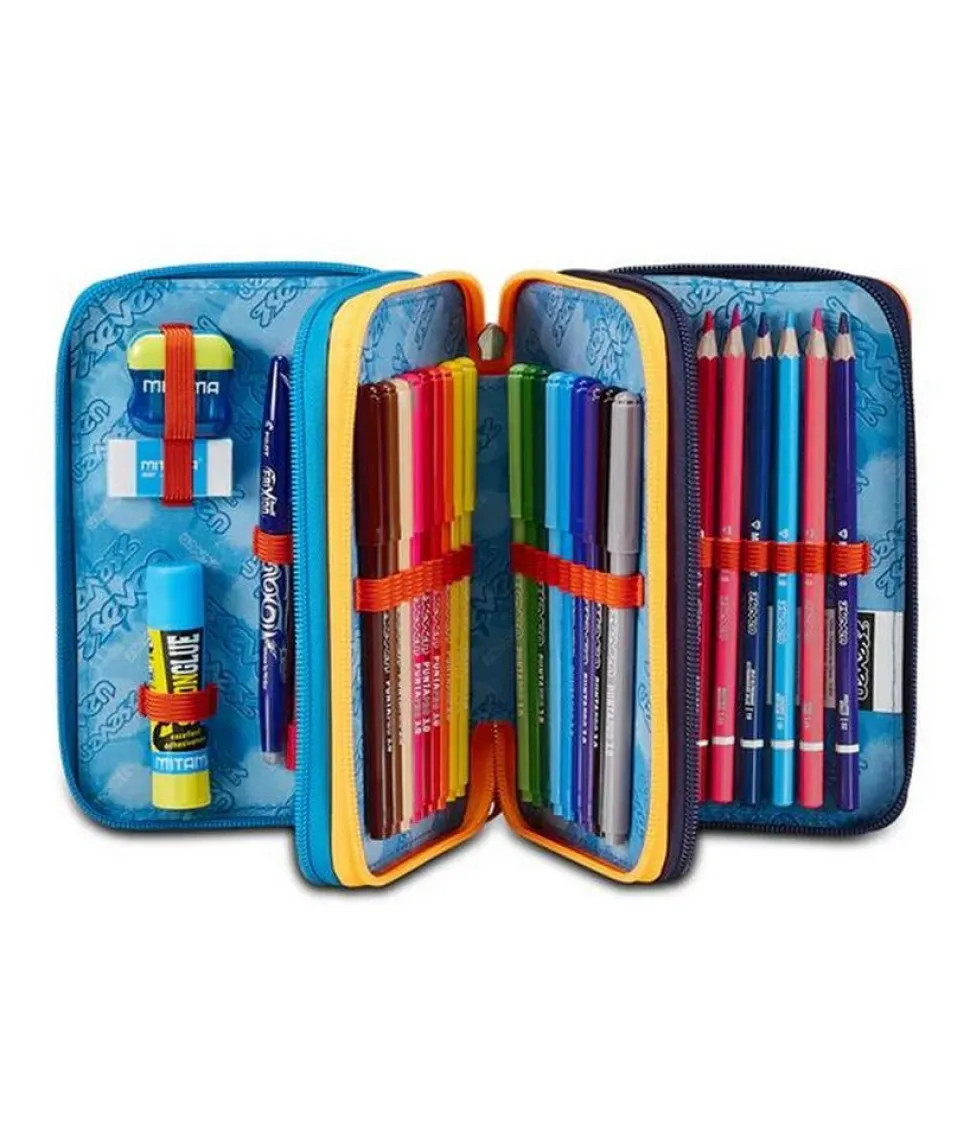 Astuccio scuola Seven 3 zip Retrocolor