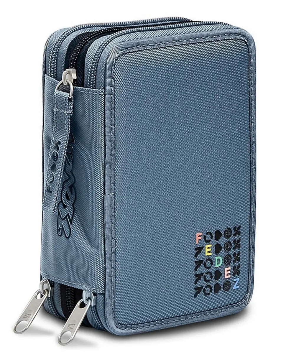 Astuccio scuola 3 zip Fedez x Seven Grigio