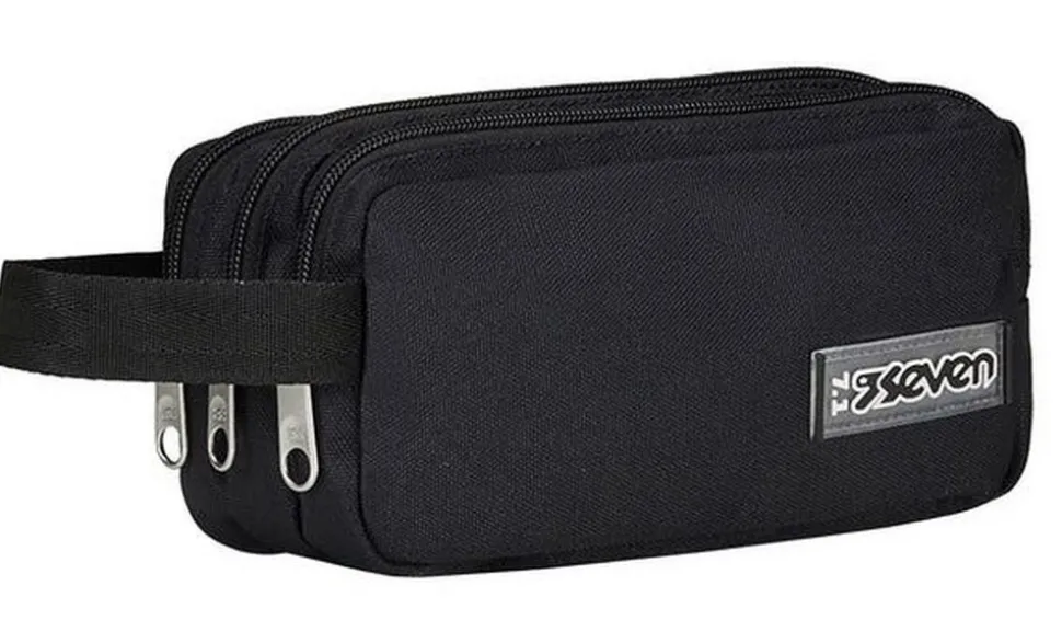 Astuccio scuola 3 zip Seven Freethink Jet Black