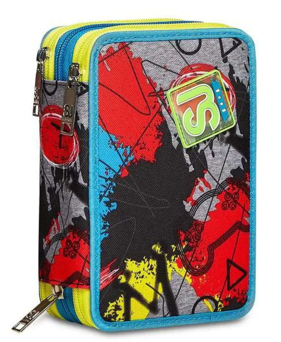 Astuccio scuola 3 zip SJ Glitzled Boy