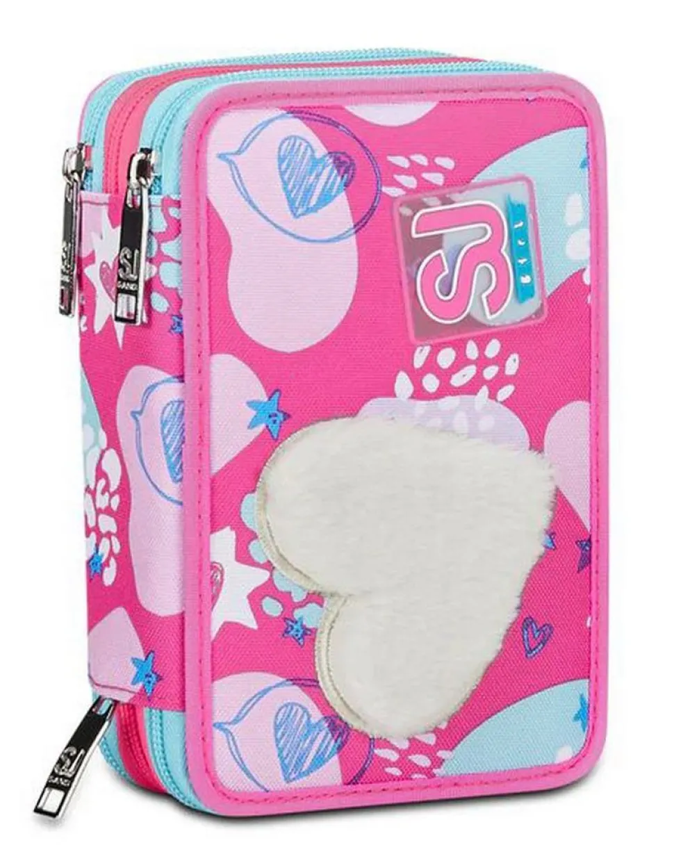 Astuccio scuola 3 zip SJ Pinkfur