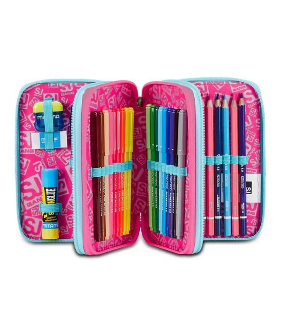 Astuccio scuola 3 zip SJ Pinkfur