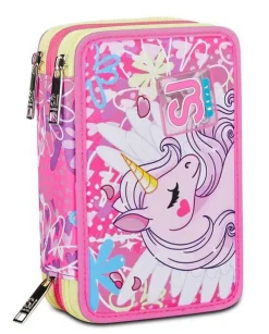Astuccio scuola 3 zip SJ Unicorn Led