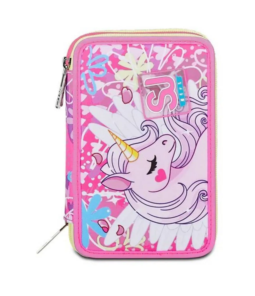 Astuccio scuola 3 zip SJ Unicorn Led