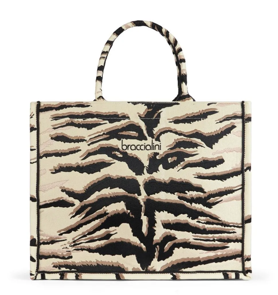 Borsa a mano grande Braccialini Winter Tiger