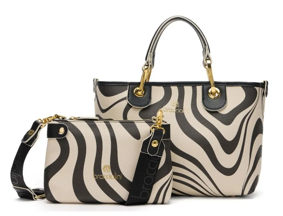 Borsa a mano piccola Braccialini Beth Print Zebra