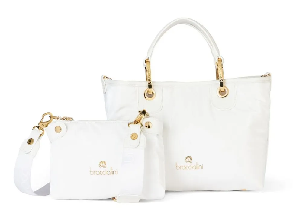Borsa a mano piccola Braccialini Beth Puffy Bianca