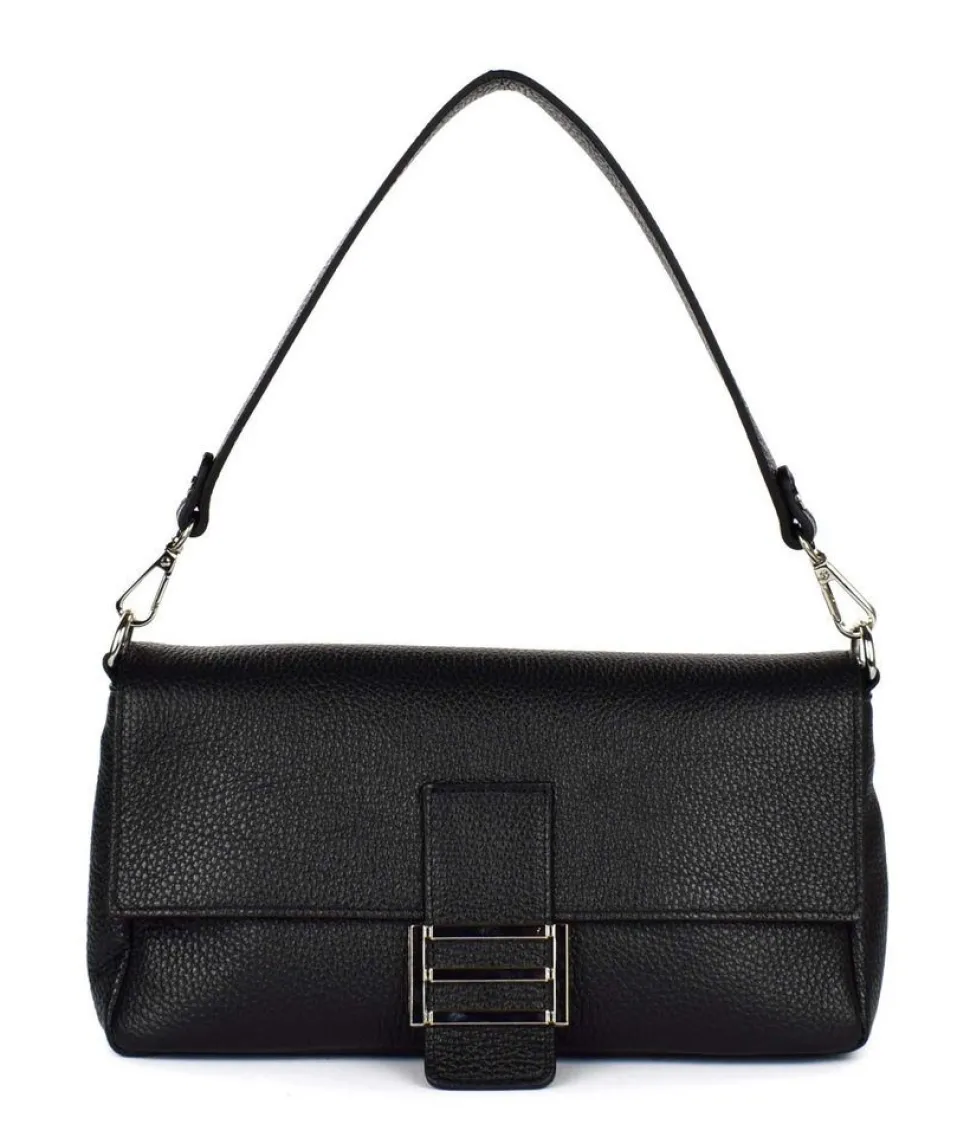 Borsa a spalla e tracolla in pelle 20091 Nera