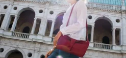 Borsa donna Emporio Cattani Eva Righe Bordeaux