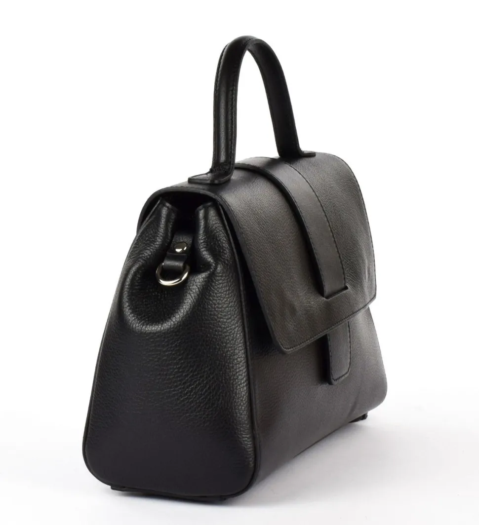 Borsa in pelle a mano e tracolla 20069 Nera