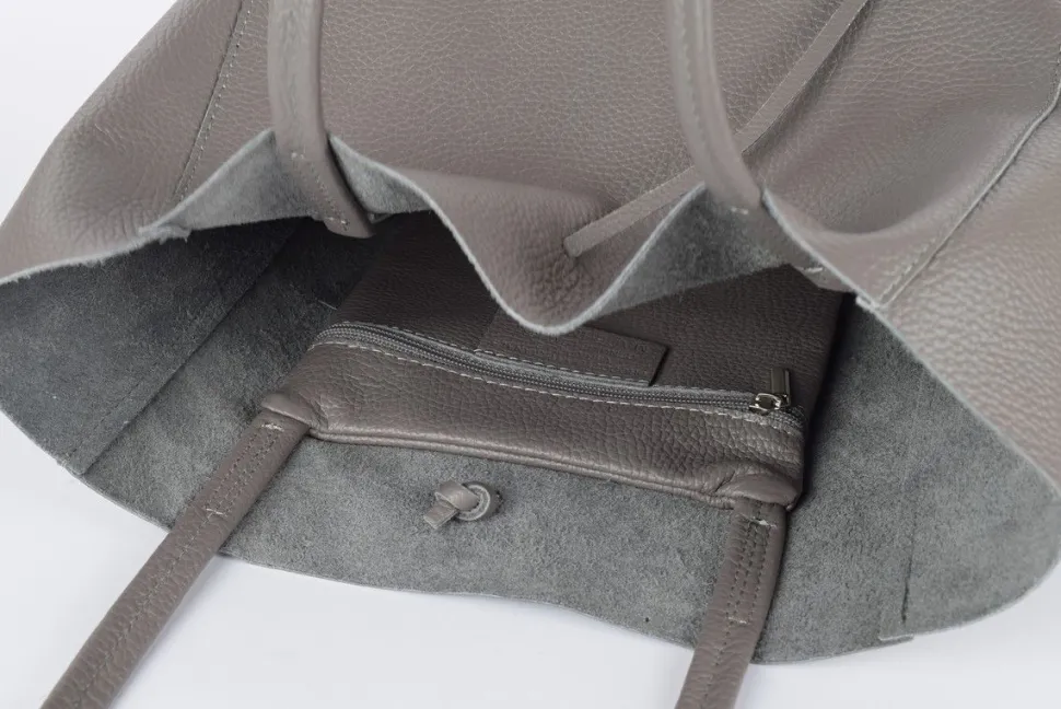 Borsa shopper in pelle 20056 Cemento