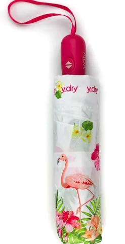 Ombrello pieghevole automaticoY-dry Flamingo Bianco