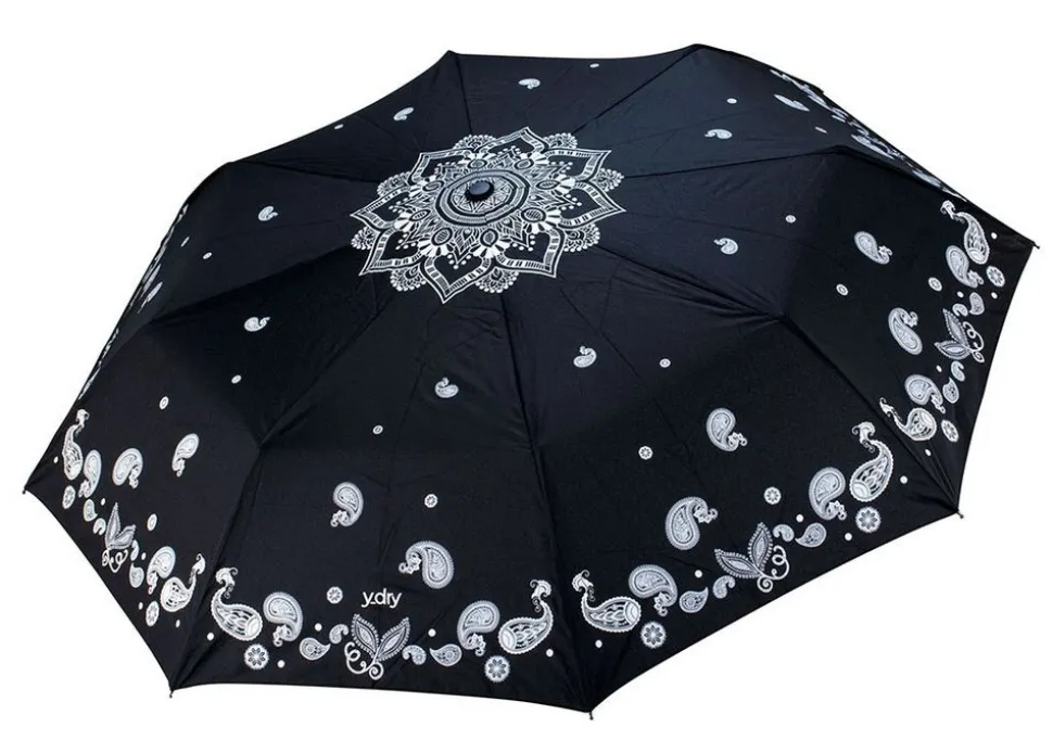 Ombrello pieghevole automatico Ydry Mandala Nero