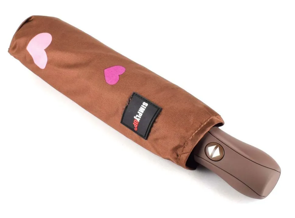 Ombrello pieghevole automatico SimplyUp 5042 Hearts Marrone