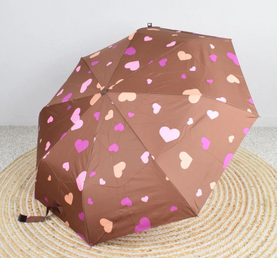 Ombrello pieghevole automatico SimplyUp 5042 Hearts Marrone
