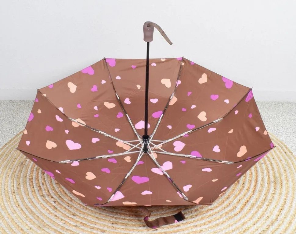 Ombrello pieghevole automatico SimplyUp 5042 Hearts Marrone