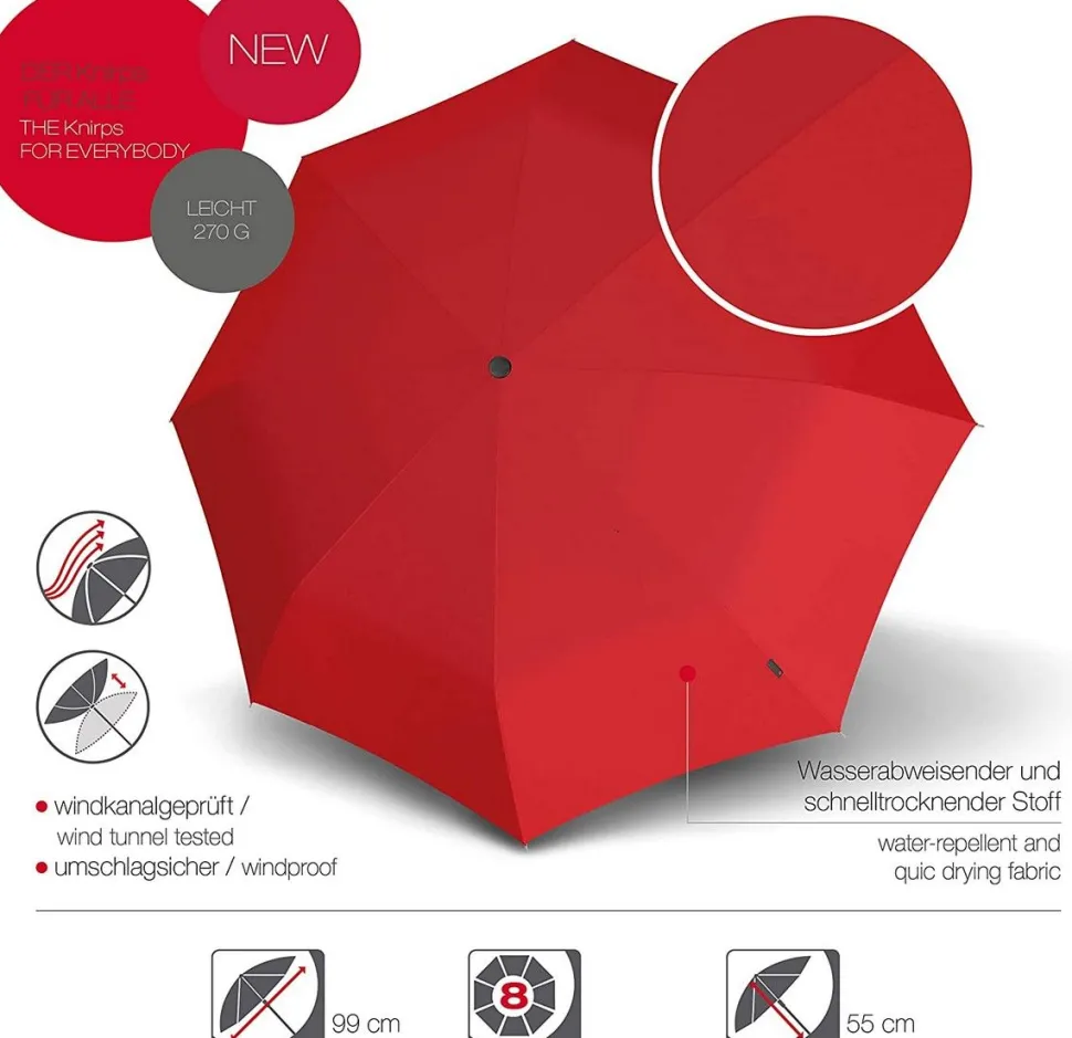 Ombrello pieghevole manuale Knirps A.050 Rosso