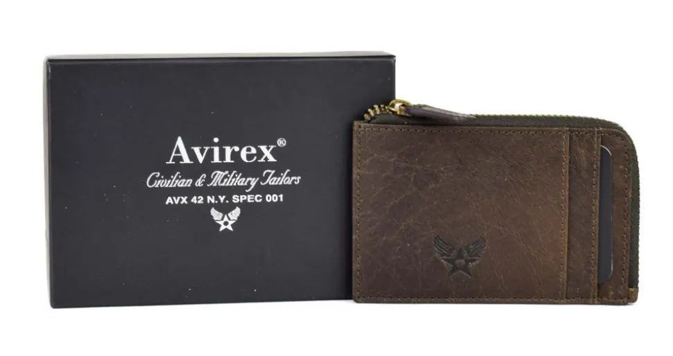 Portadocumenti piatto con zip Avirex Durango DRN08 Marrone