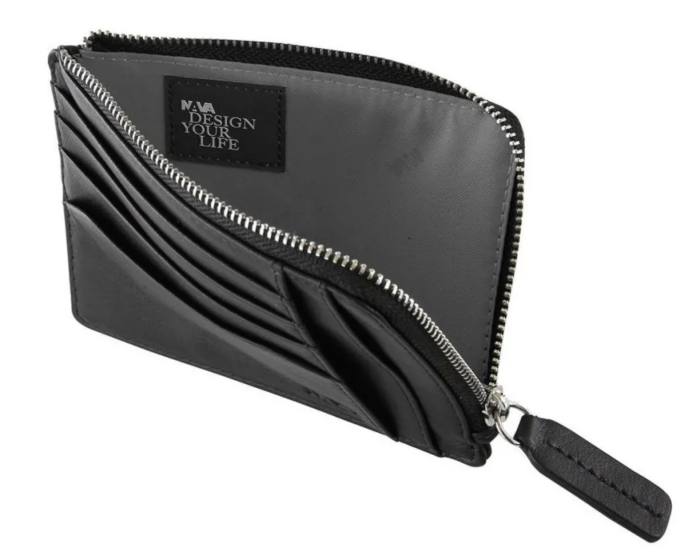 Portadocumenti piatto con zip Nava Smooth 422 Nero
