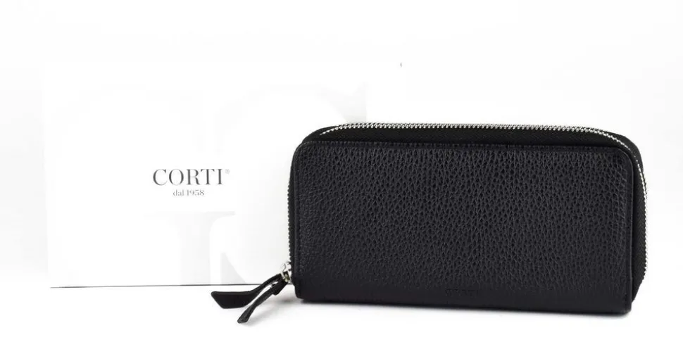 Portafoglio donna due zip Gianfranco Corti Alce 8877 Nero