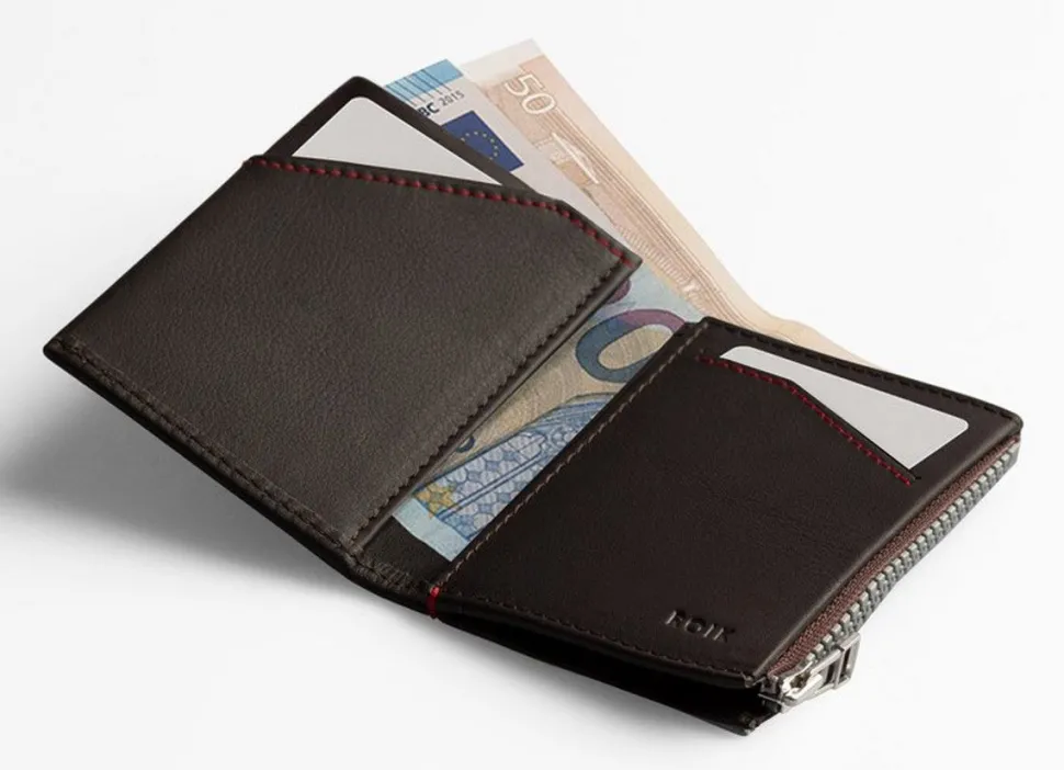 Portafoglio ROIK Zip Coin Dark Brown