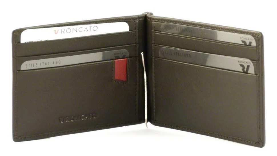 Portafoglio uomo fermasoldi a molla Roncato Pascal 2906 Marrone