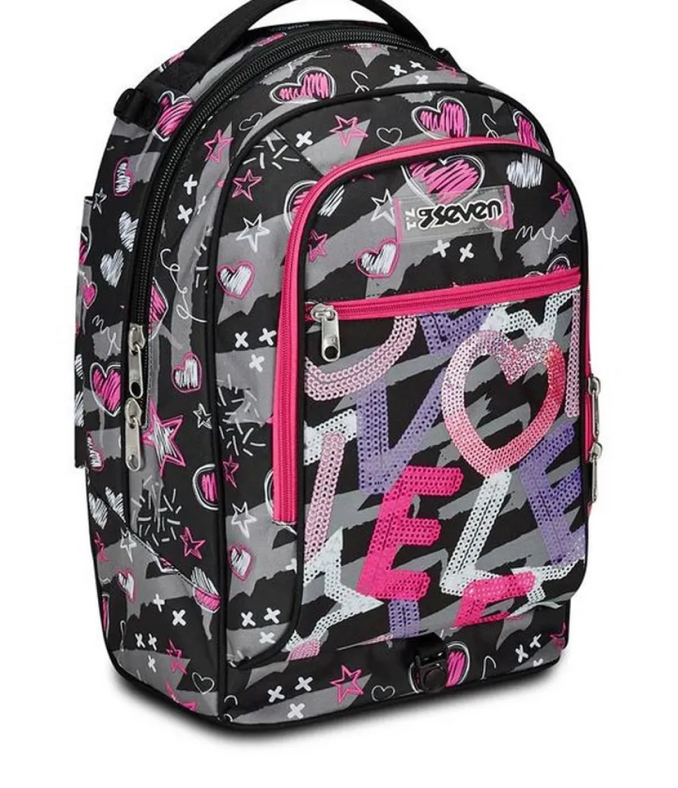 Trolley scuola Seven Jack 3 ruote Draft Heart
