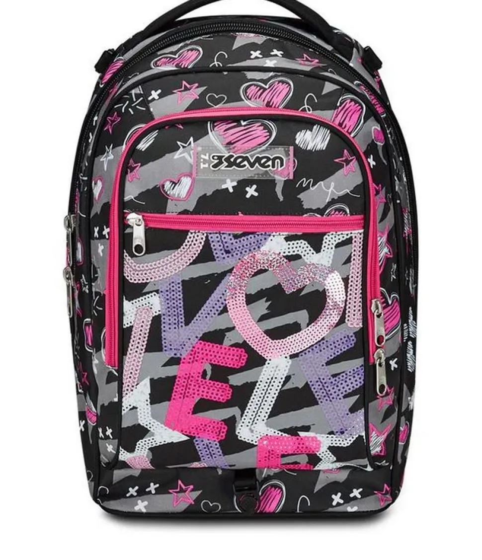 Trolley scuola Seven Jack 3 ruote Draft Heart