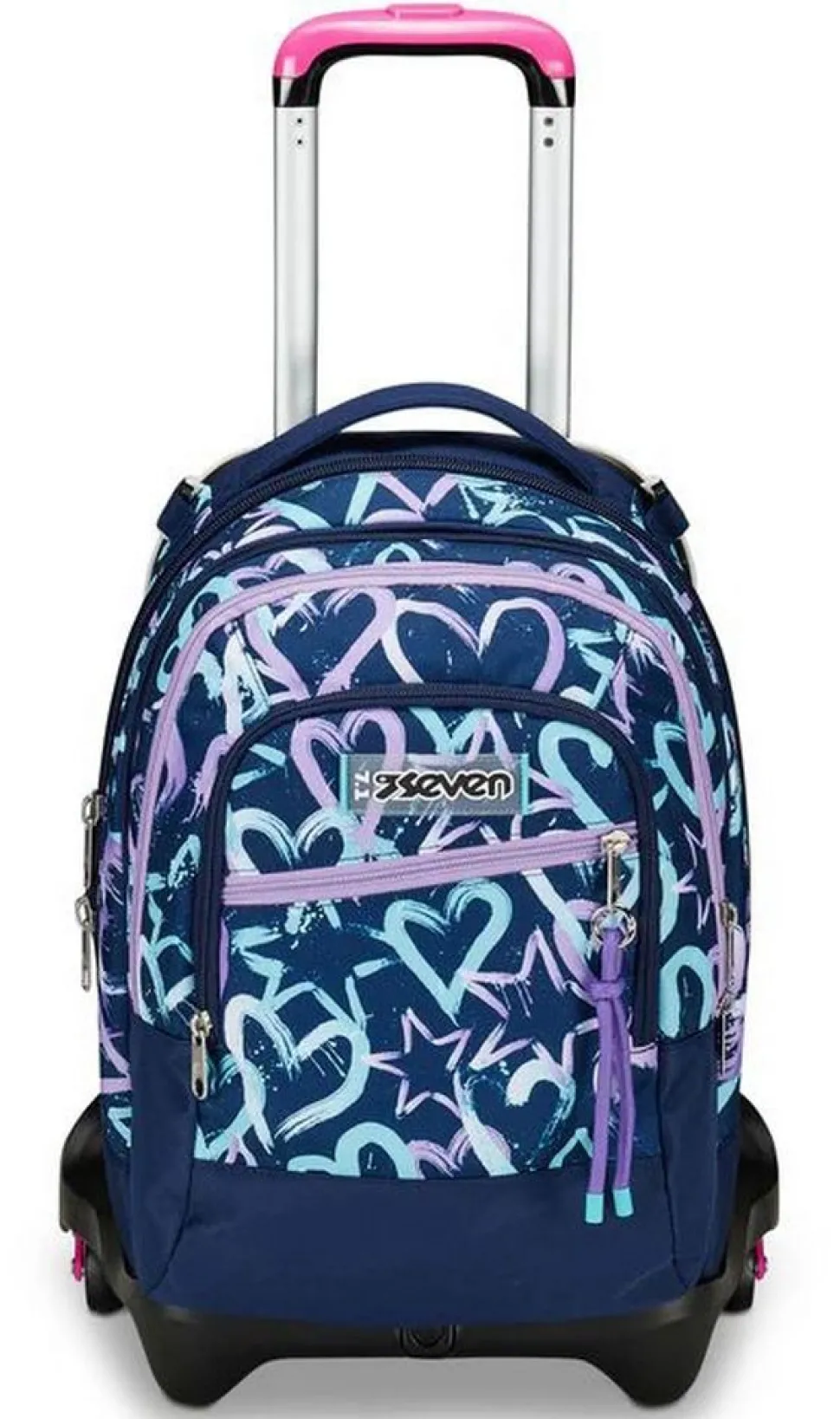 Trolley scuola Seven Jack 3 ruote Detach Crystal Purple