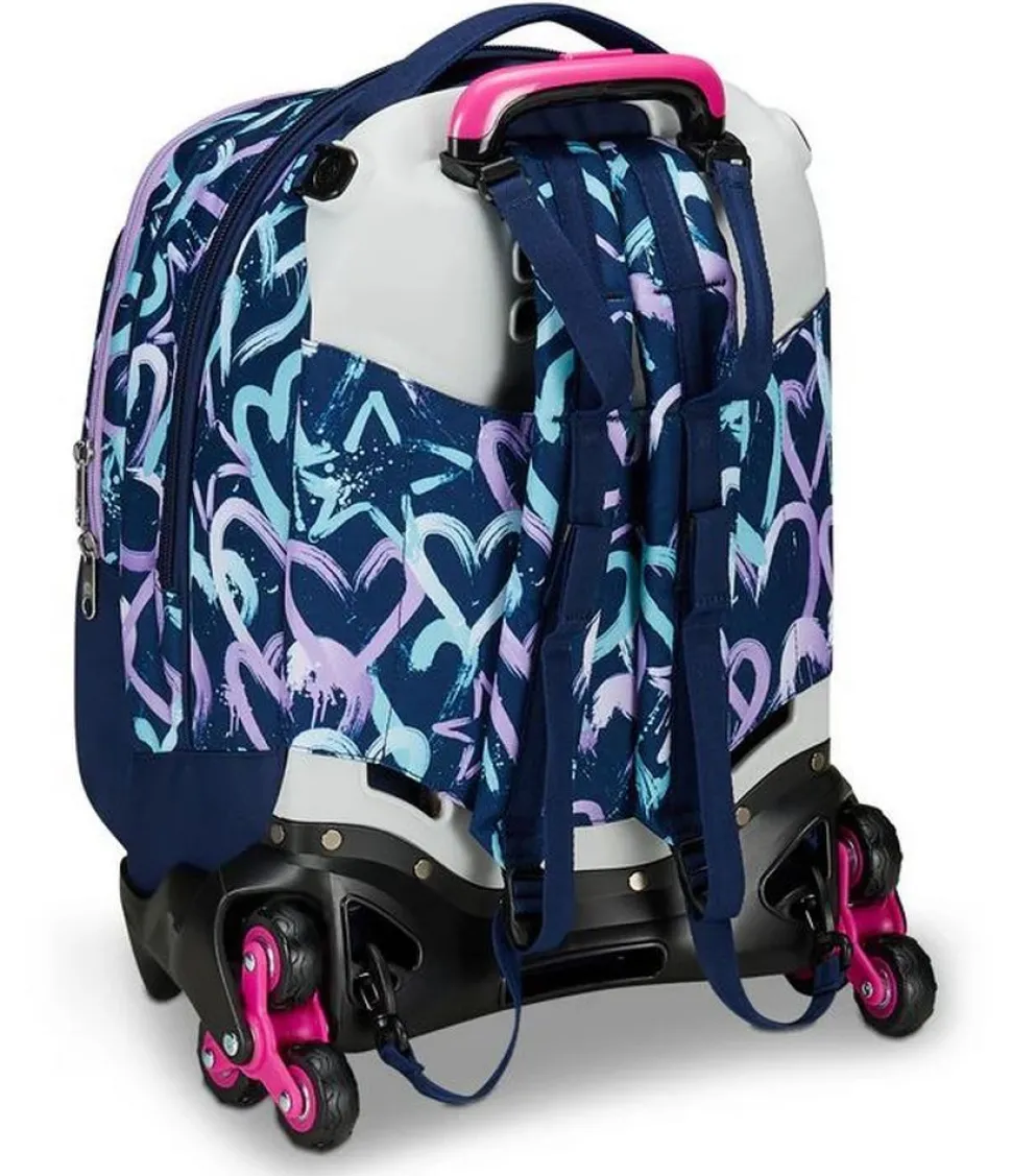 Trolley scuola Seven Jack 3 ruote Detach Crystal Purple