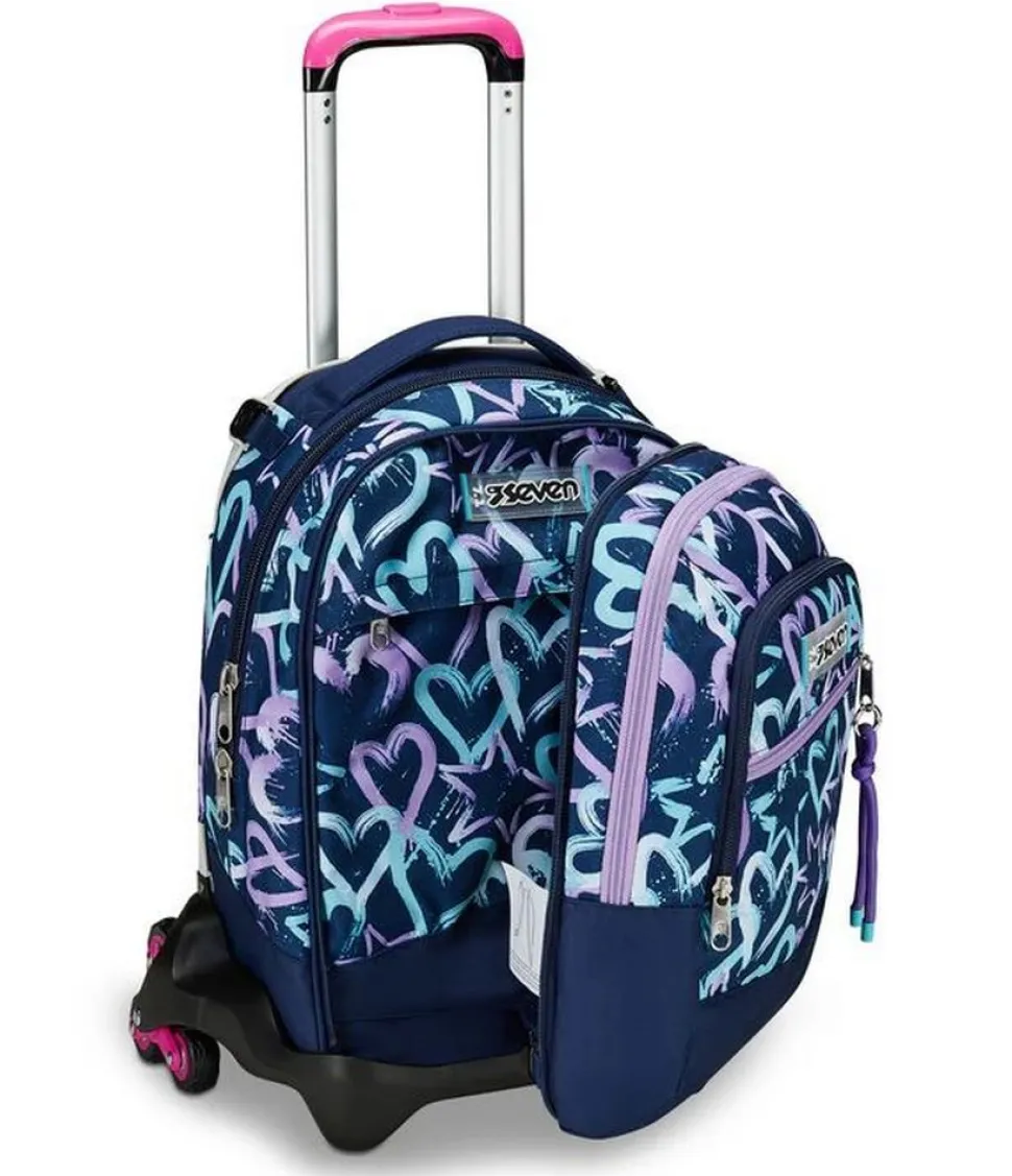 Trolley scuola Seven Jack 3 ruote Detach Crystal Purple