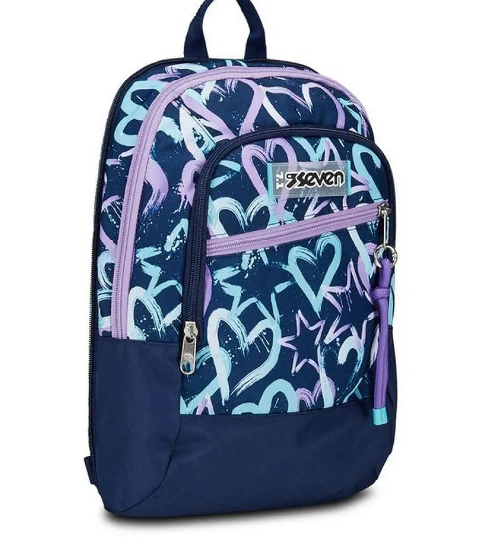 Trolley scuola Seven Jack 3 ruote Detach Crystal Purple