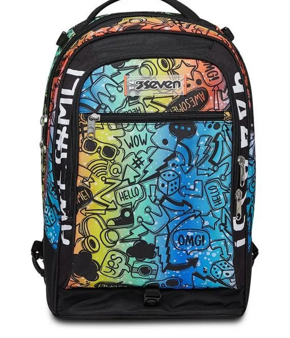 Trolley scuola Seven Jack 3 ruote Fluo Stamp